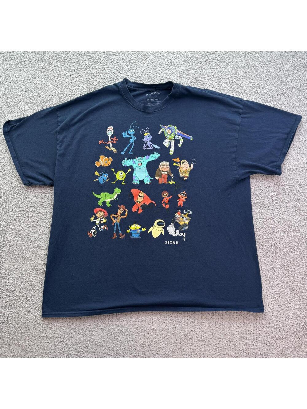 Disney Pixar Characters Graphic T Shirt 2XL Toy Story Monsters Inc Nemo Cartoons